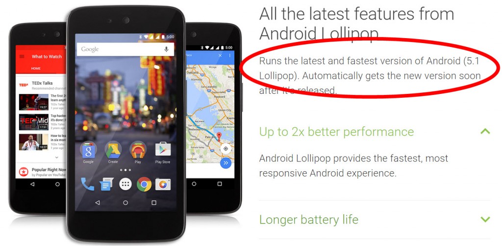 Lollipop 5.1 Android One
