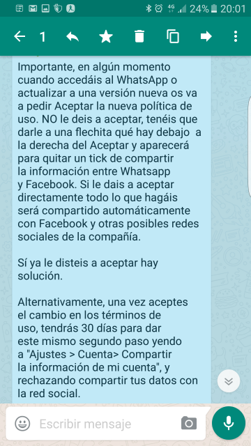 Whatsapp, se han quejado los usuarios de lo abusivas que son las clausulas y han explicado como quitarlas.