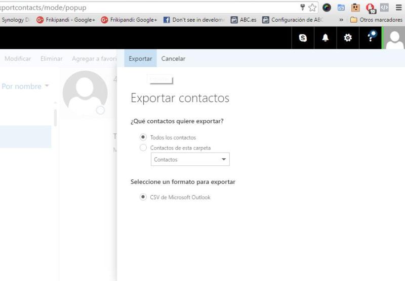 Exportando todos los contactos Outlook