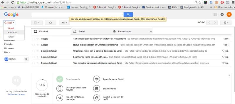 Sincronizando mis contactos en Gmail desde Outlook o Hotmail