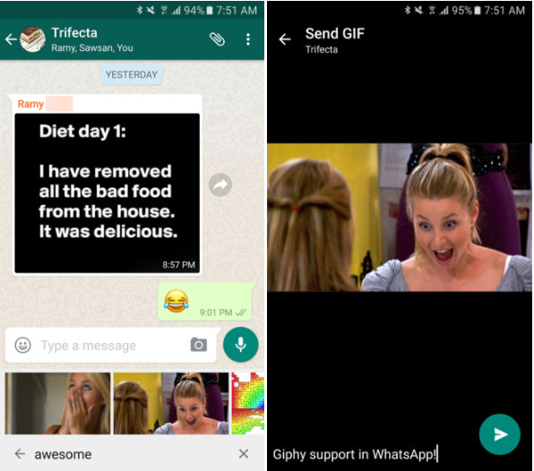 WhatsApp añade búsqueda de GIF a través Giphy