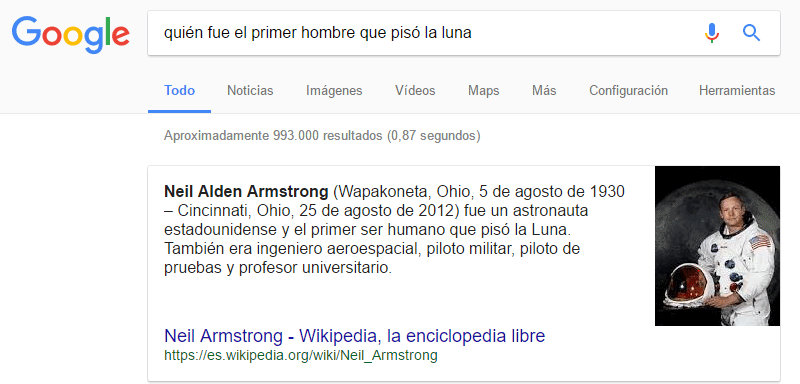 Ejemplo de búsqueda en Google