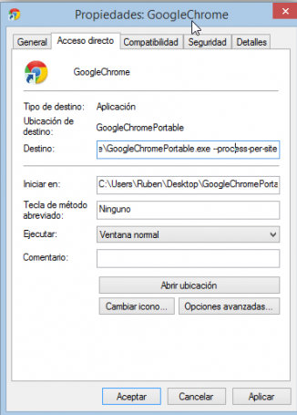 1 proceso chrome en el acceso directo