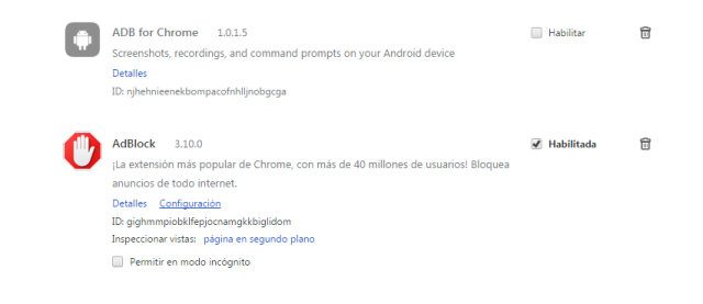 Controlar las extensiones instaladas en Chrome