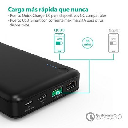 Powerbank con carga rápida QC3.0 y carga inteligente iSmart