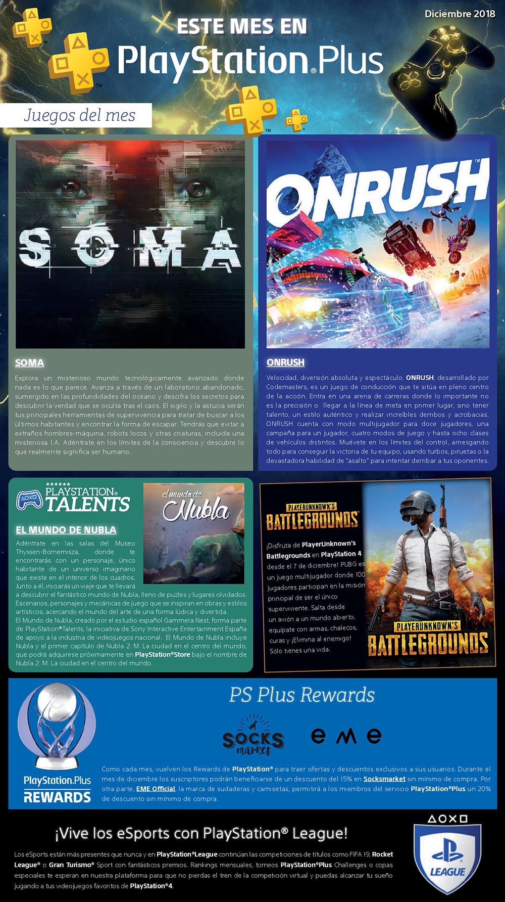 PlayStation Plus - diciembre 2018. Los juegos gratis del mes Soma y Onrush