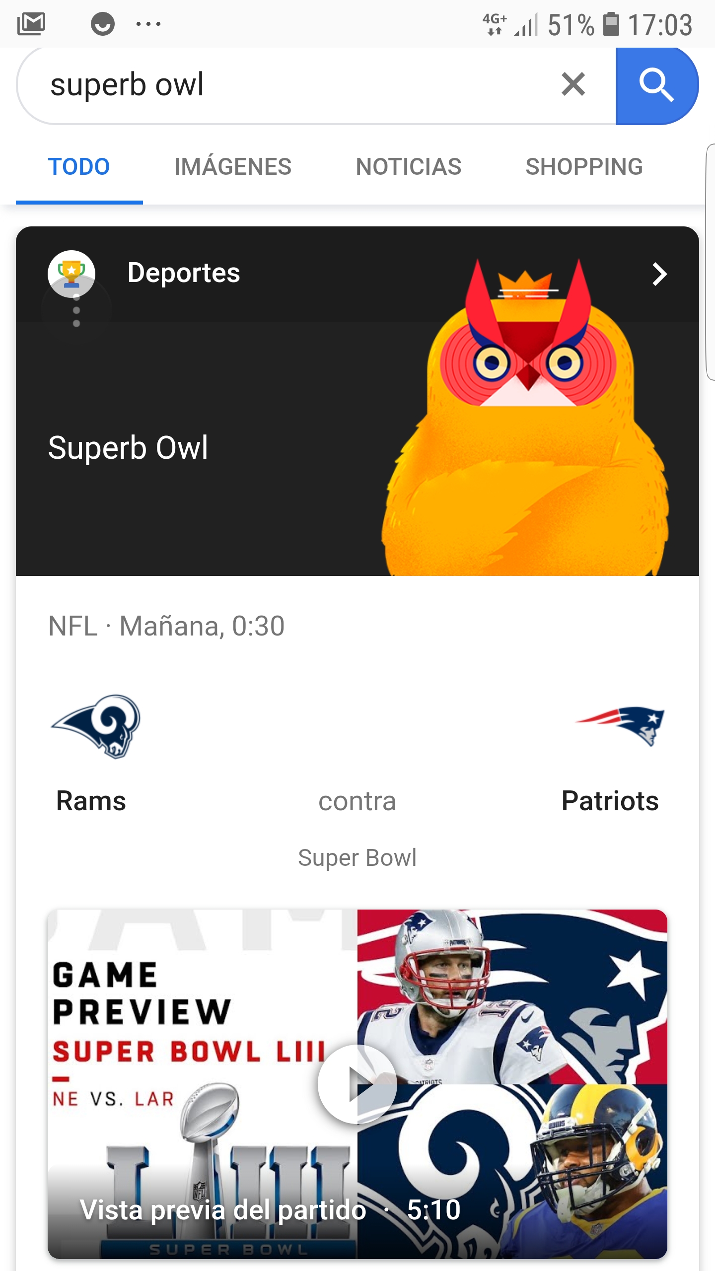 Superb owl la broma de Google con las búsquedas de la Super Bowl