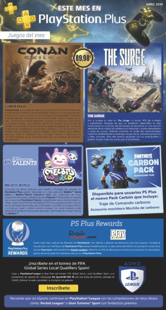 PlayStation Plus de abril del 2019. Gratis los juegos Conan Exiles y The Surge