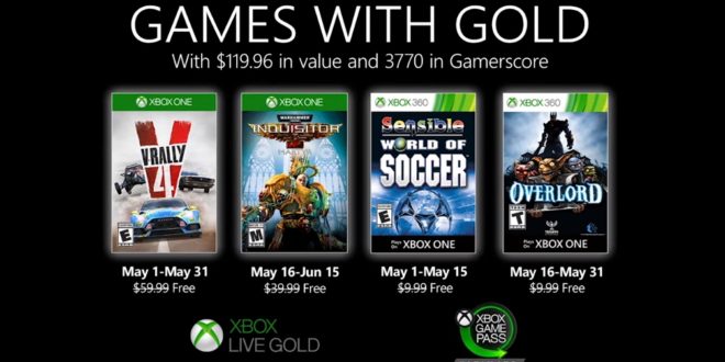 Anunciados los Games with Gold de mayo de 2020 para Xbox