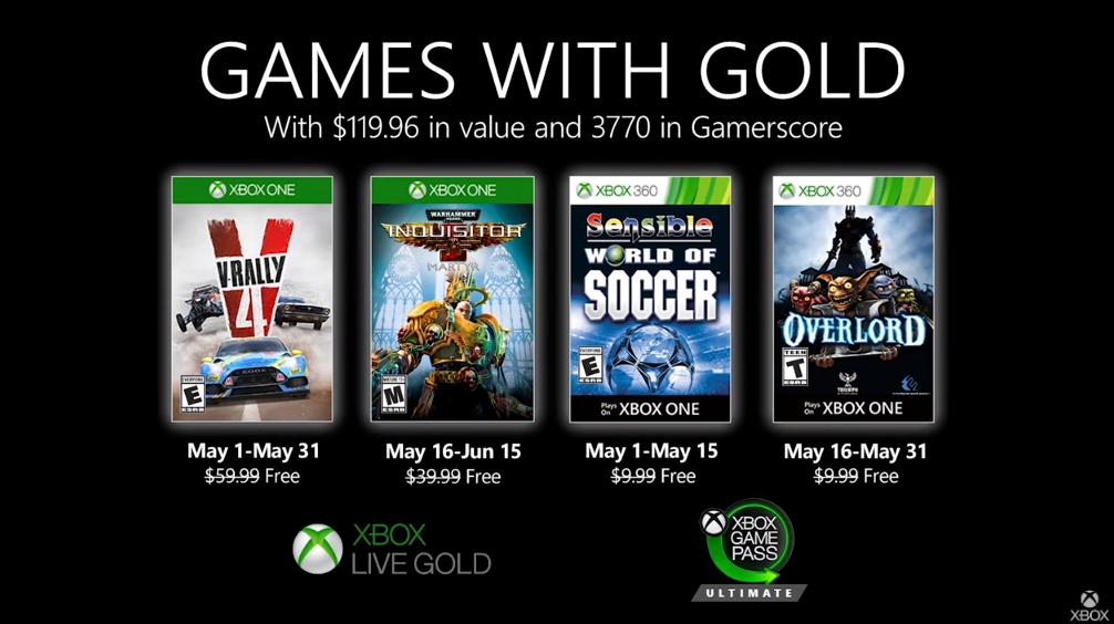 Anunciados los Games with Gold de mayo de 2020 para Xbox