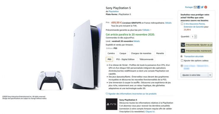 #Fakenews: Sony pone precio a la PlayStation 5 con unidad lectora por 499,99 euros en Amazon Francia pero es un bulo.