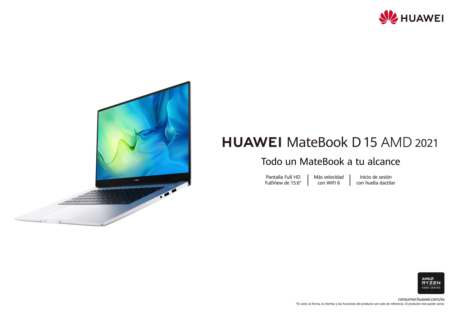 Huawei renueva el ligero todoterreno HUAWEI MateBook D 15 con los nuevos procesadores AMD Ryzen