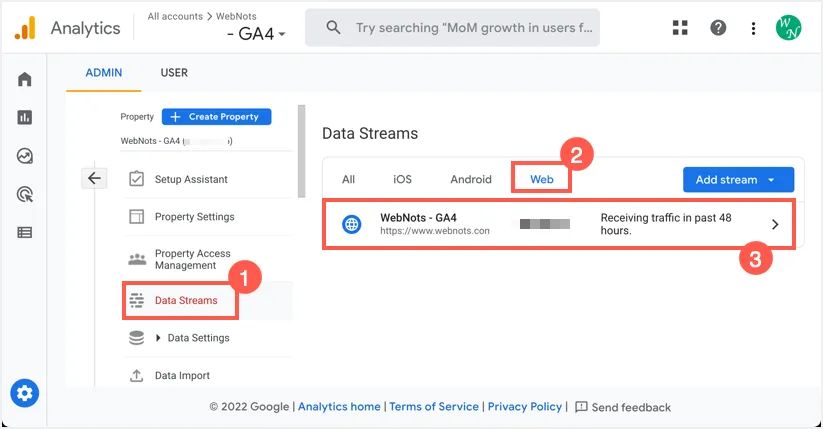 Flujo de datos de propiedad web