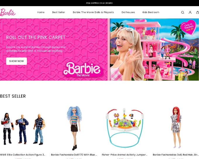 Página fraudulenta en la que se venden muñecas de Barbie