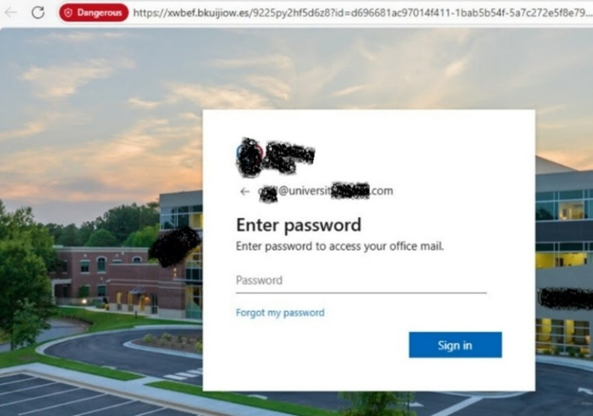 Imagen 2. Página falsa de inicio de sesión universitaria