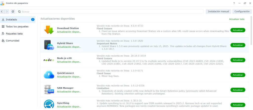 ctualizar todos los paquetes que tengas instalados y a funcionar.
