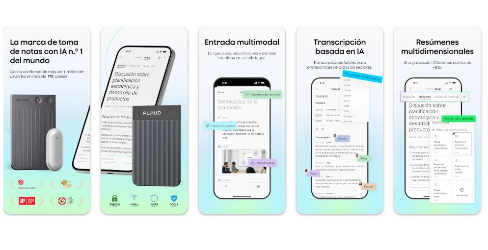 La aplicación sirve de nexo de unión con el teléfono Plaud: AI Notetaker