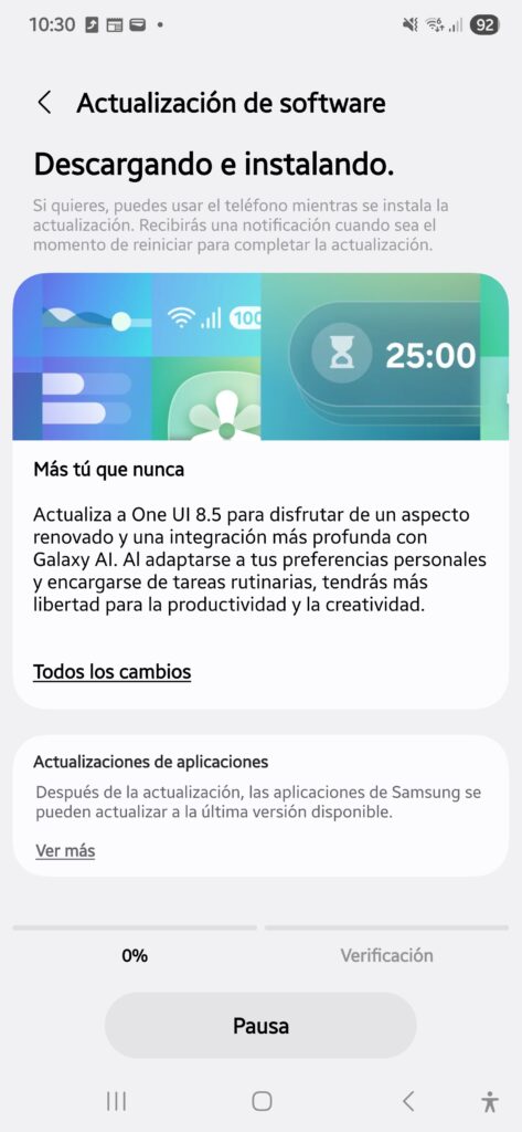 One UI 8.5 ya llega al Galaxy S25 en España con 4,4 GB