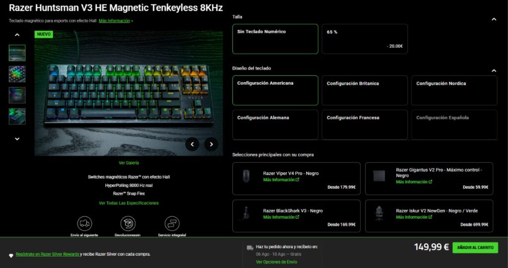 ¿Merece la pena comprar el Razer Huntsman V3 HE Magnetic Tenkeyless 8KHz?